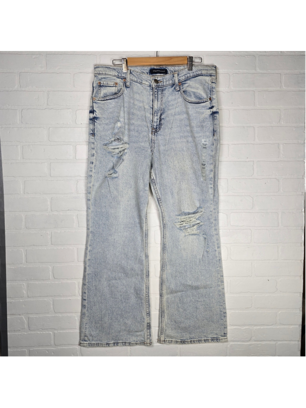 Women's Aeropostale High Rise Distressed Flare Jeans Light Blue Size 16 Short